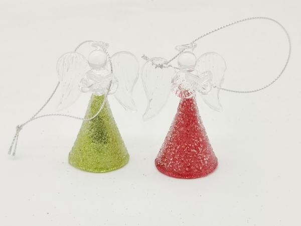 2 Engel aus Glas zum Aufhängen oder Stellen